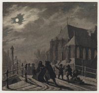 TvB T 387
<br/>
Stadsgezicht bij maanlicht in de sneeuw
<br/>
<em>Jelgerhuis, Johannes (1770-1836)</em>